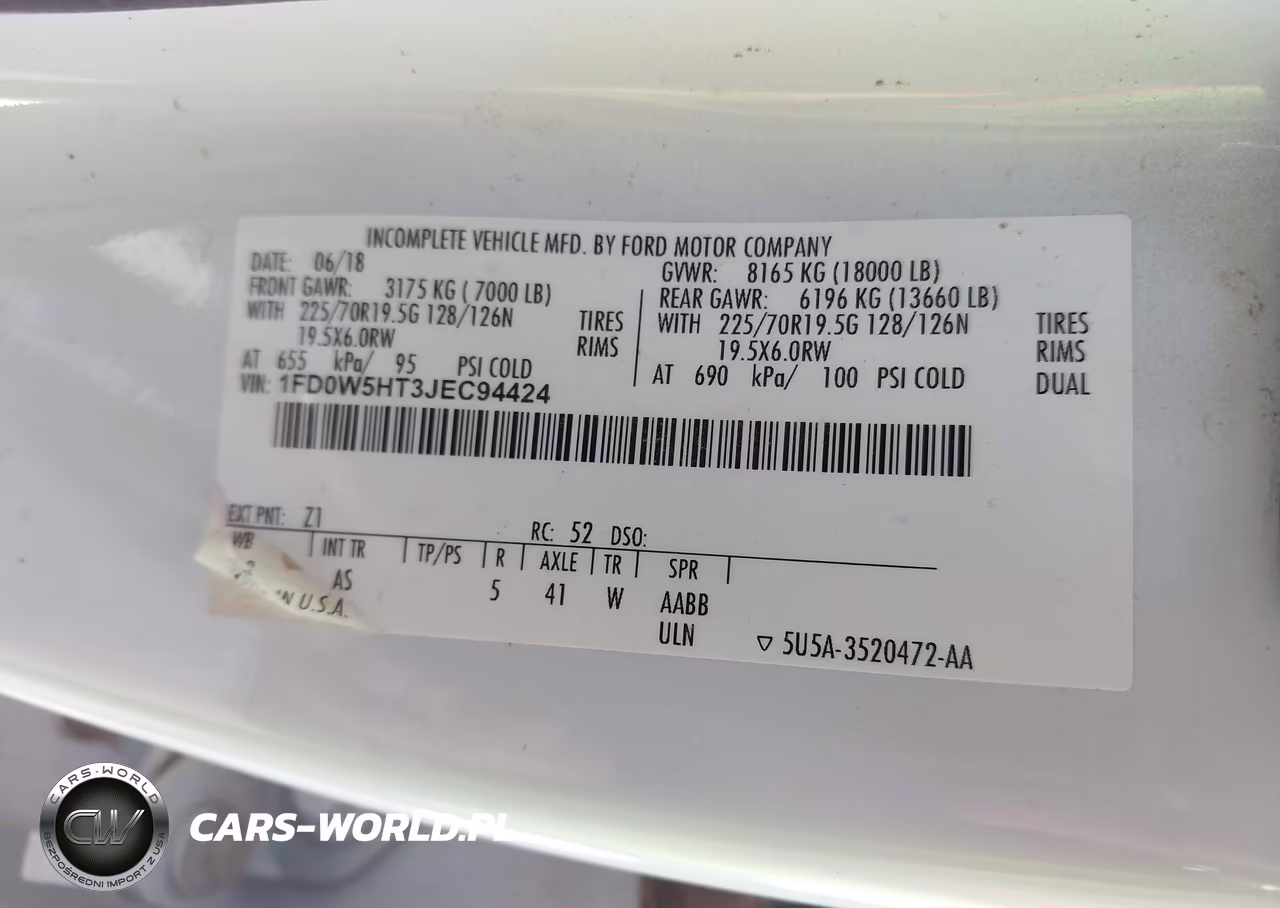 2018 Ford F-550 Chassis Xl VIN:1FD0W5HT3JEC94424 - 8