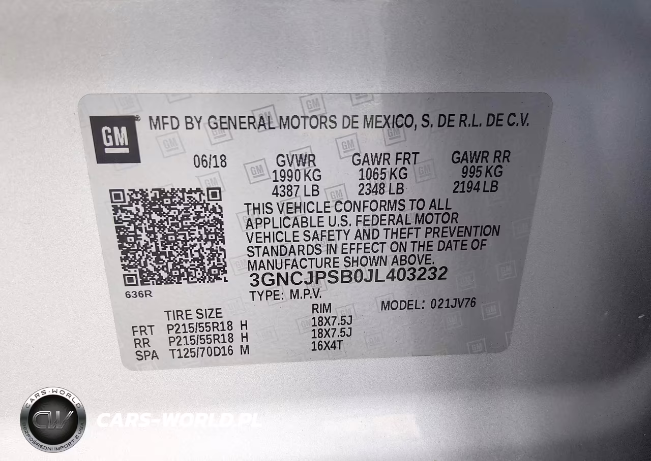 2018 Chevrolet Trax Lt VIN:3GNCJPSB0JL403232 - 9