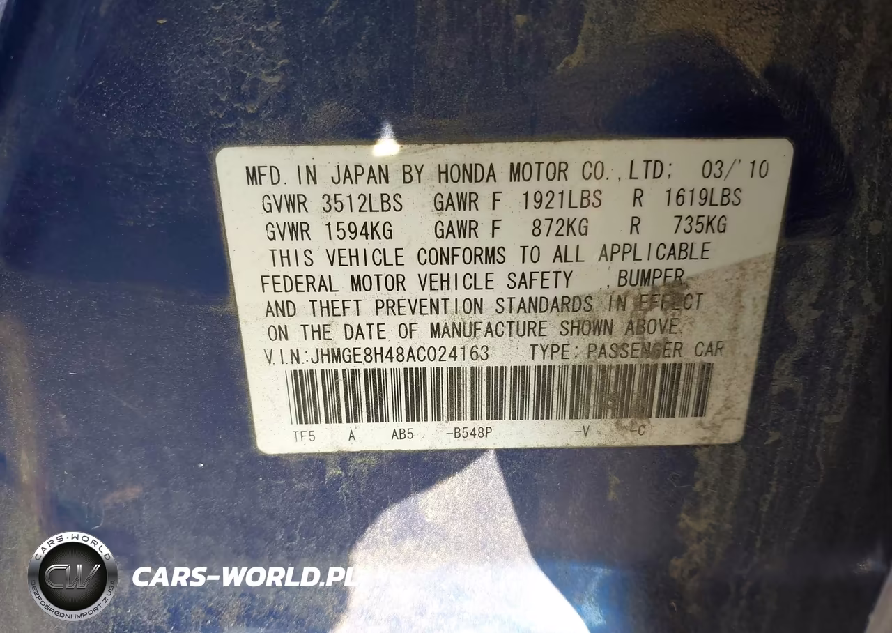 2010 Honda Fit Sport VIN:JHMGE8H48AT024163 - 9