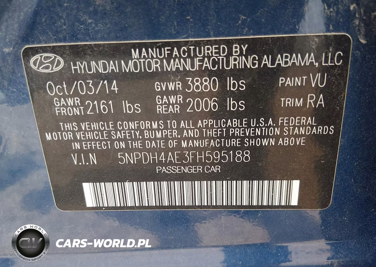 2015 Hyundai Elantra Se VIN:5NPDH4AE3FH595188 - 9