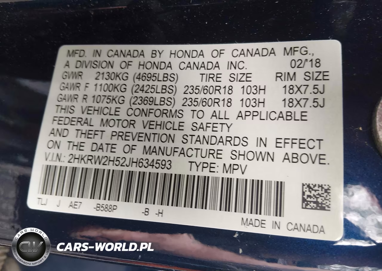 2018 Honda Cr-V Ex VIN:2HKRW2H52JH634593 - 9