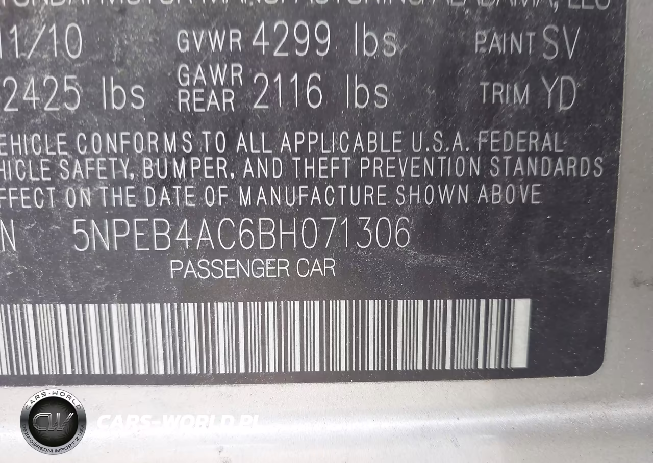 2011 Hyundai Sonata Gls VIN:5NPEB4AC6BH071306 - 9