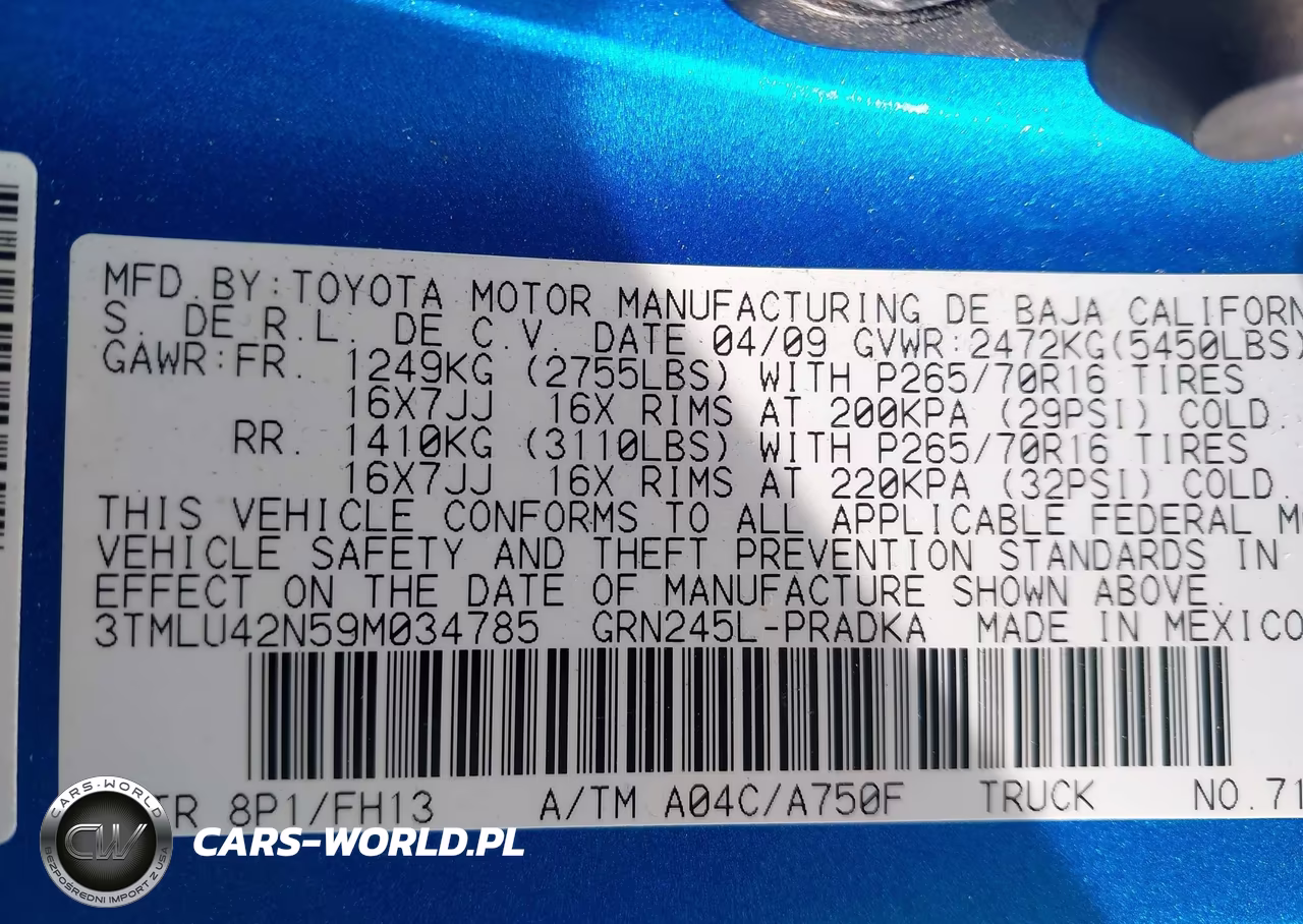 2009 Toyota Tacoma Base V6 VIN:3TMLU42N59M034785 - 9