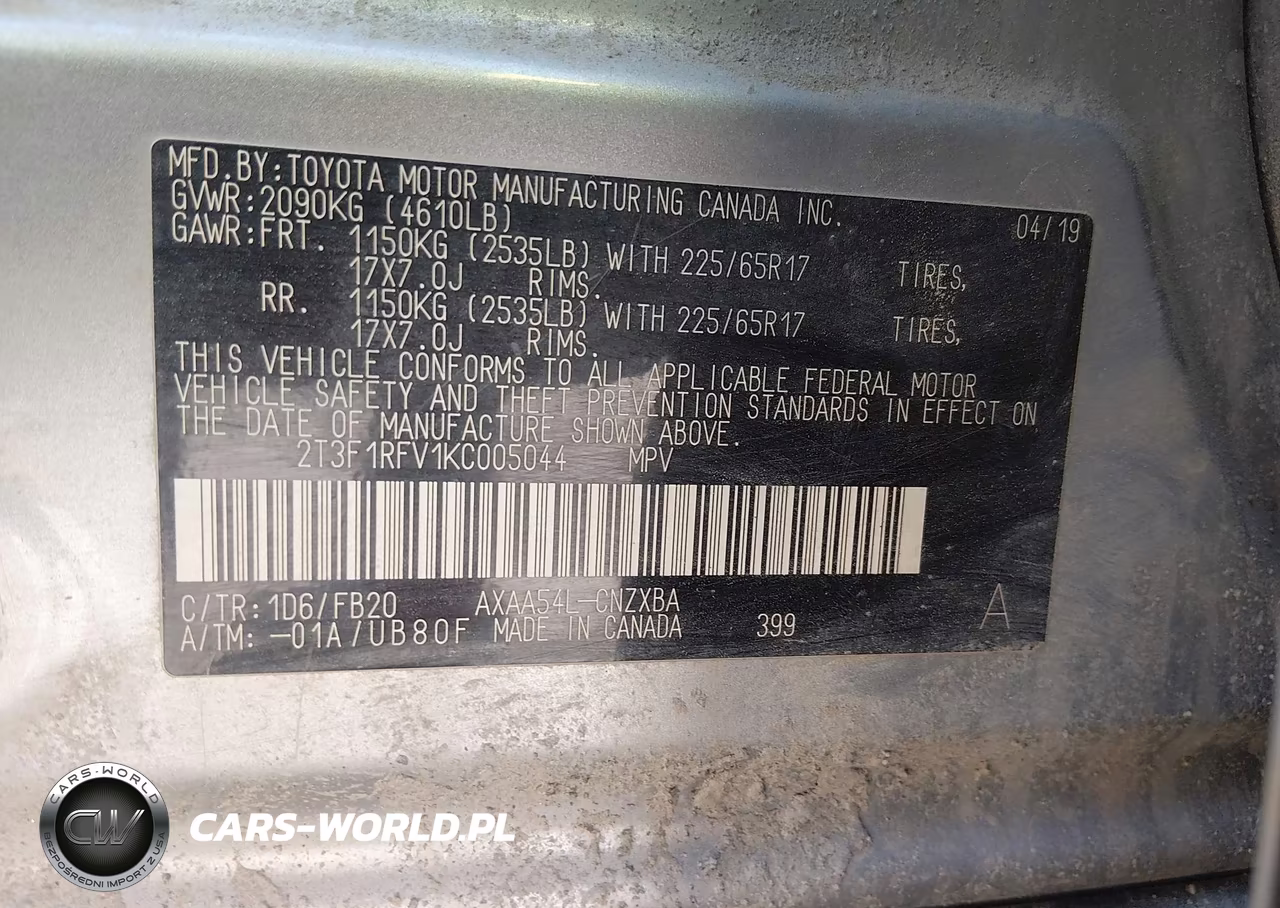 2019 Toyota Rav4 Le VIN:2T3F1RFV1KC005044 - 9