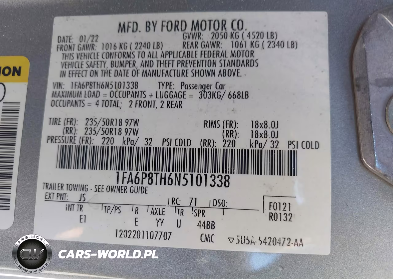 2022 Ford Mustang Ecoboost Premium Fastback VIN:1FA6P8TH6N5101338 - 9