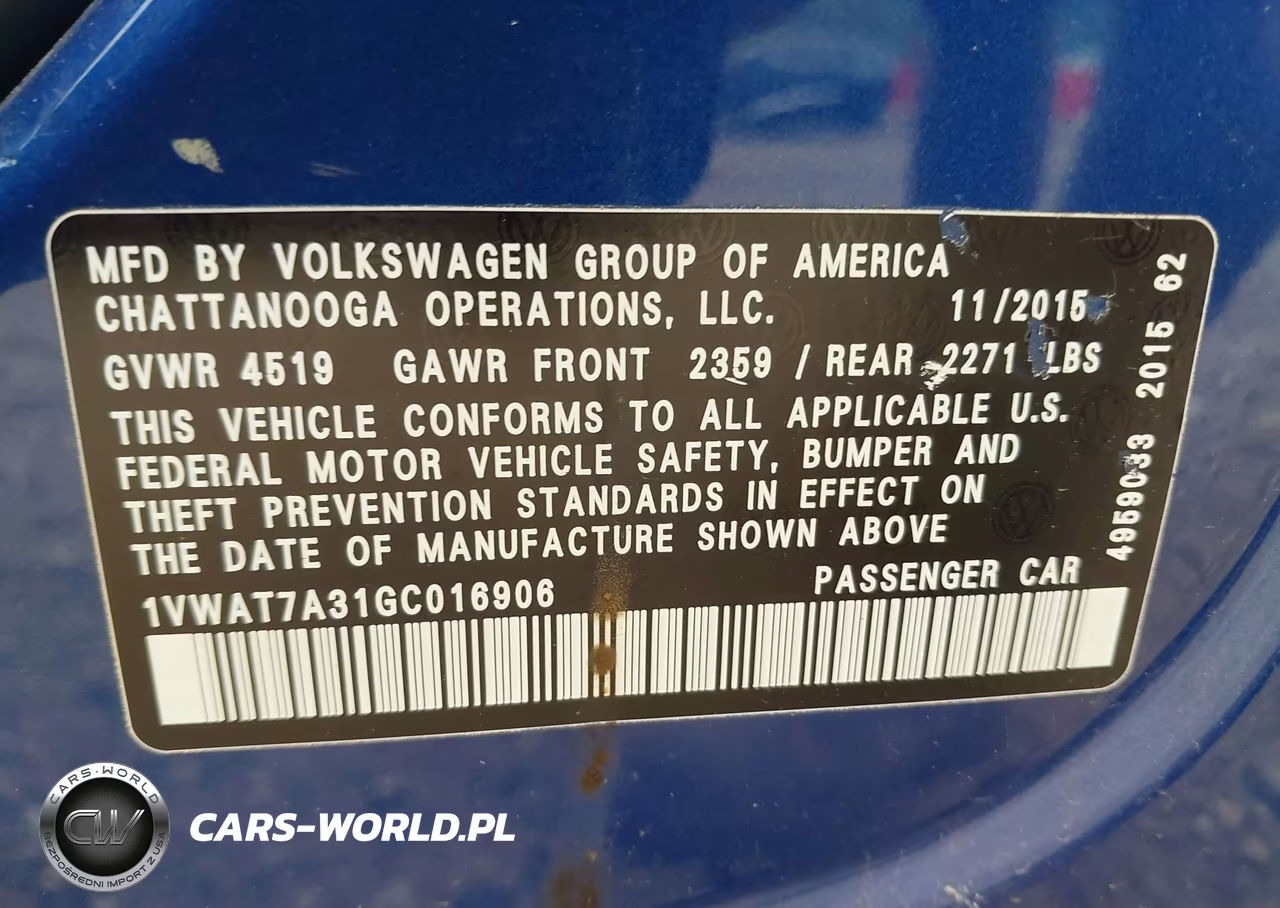 2016 Volkswagen Passat 1.8T S VIN:1VWAT7A31GC016906 - 9