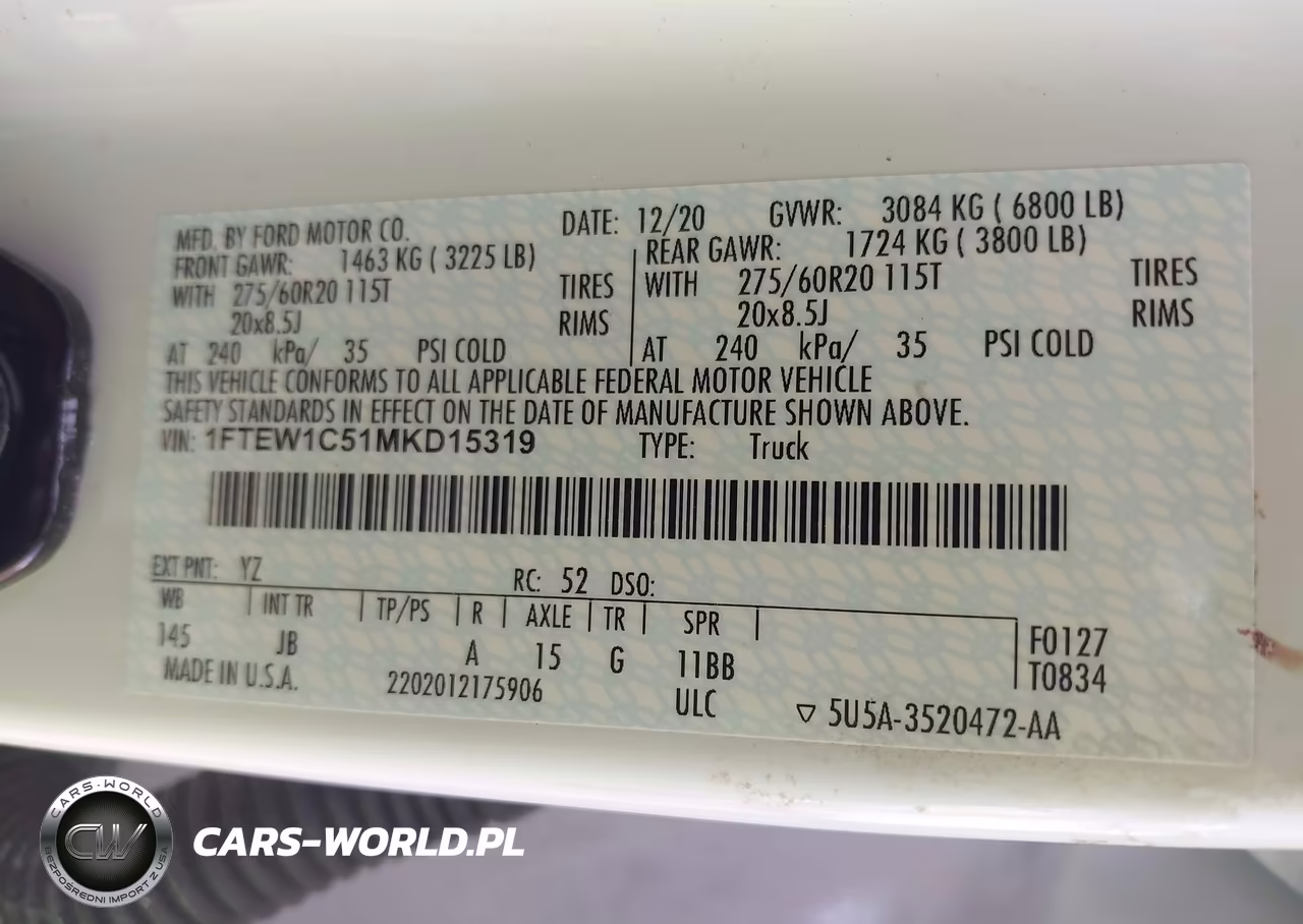 2021 Ford F-150 Xl VIN:1FTEW1C51MKD15319 - 9