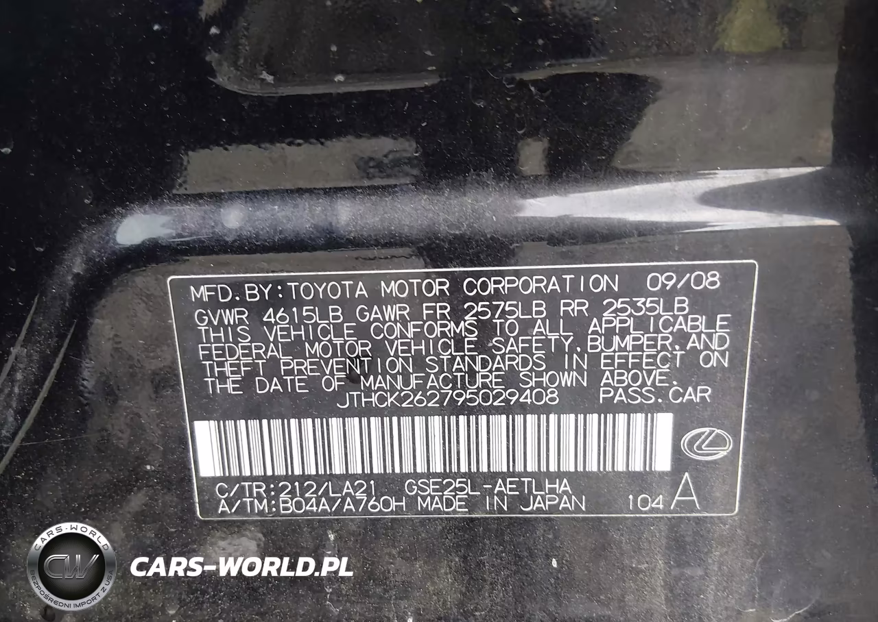 2009 Lexus Is 250 VIN:JTHCK262795029408 - 9