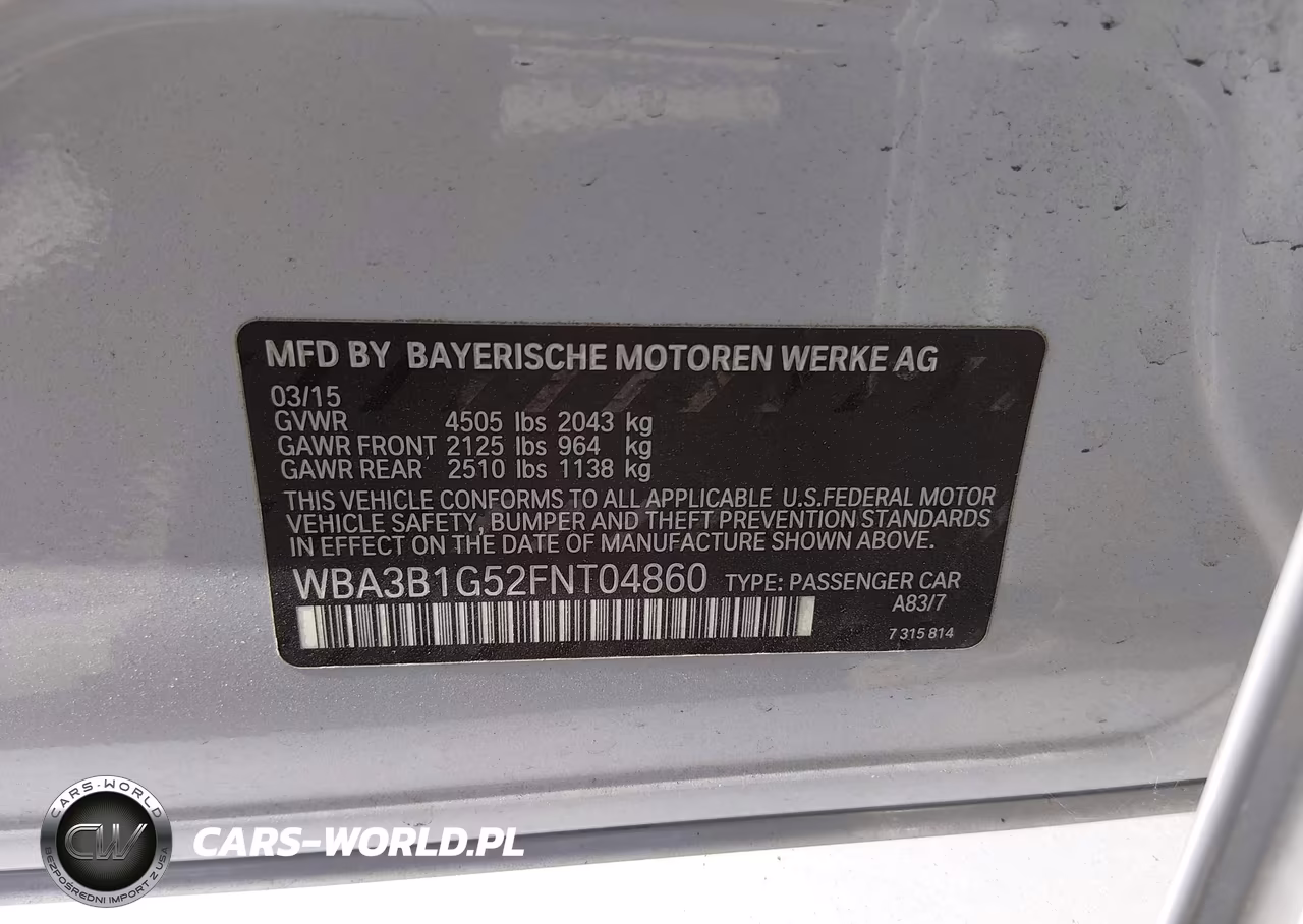 2015 BMW 320I VIN:WBA3B1G52FNT04860 - 9