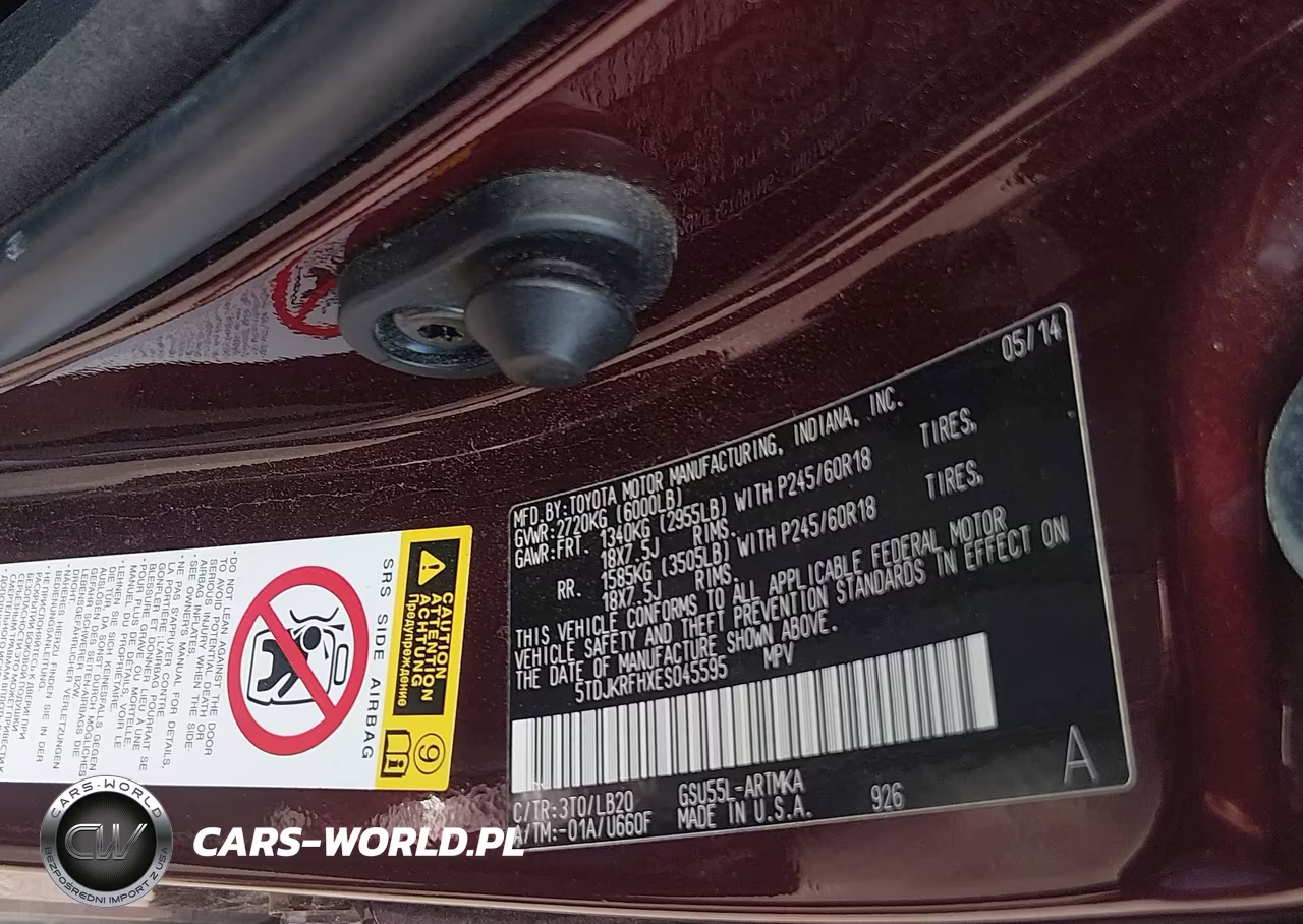 2014 Toyota Highlander Xle V6 VIN:5TDJKRFHXES045595 - 9