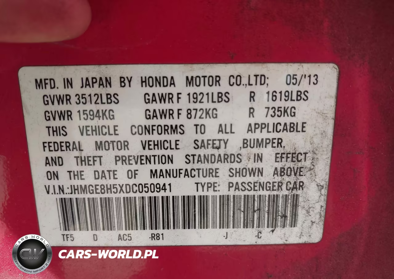 2013 Honda Fit Sport VIN:JHMGE8H5XDC050941 - 9