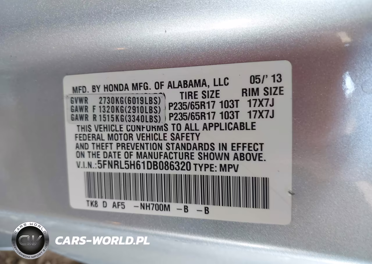 2013 Honda Odyssey Ex-L VIN:5FNRL5H61DB086320 - 9