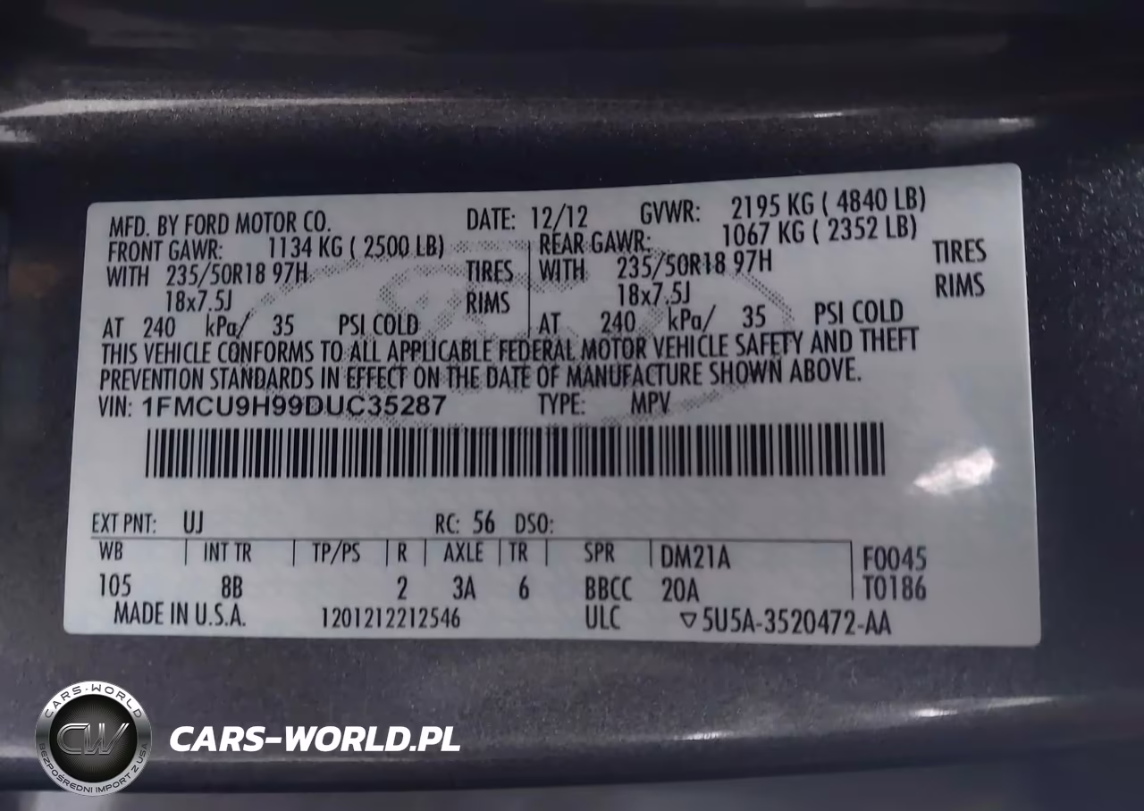 2013 Ford Escape Sel VIN:1FMCU9H99DUC35287 - 9