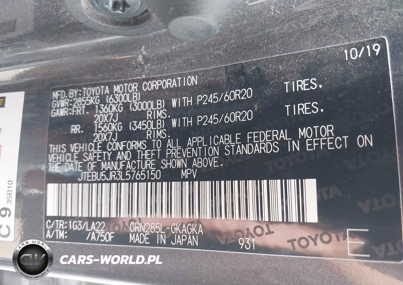 2020 Toyota 4Runner Limited VIN:JTEBU5JR3L5765150 - 9