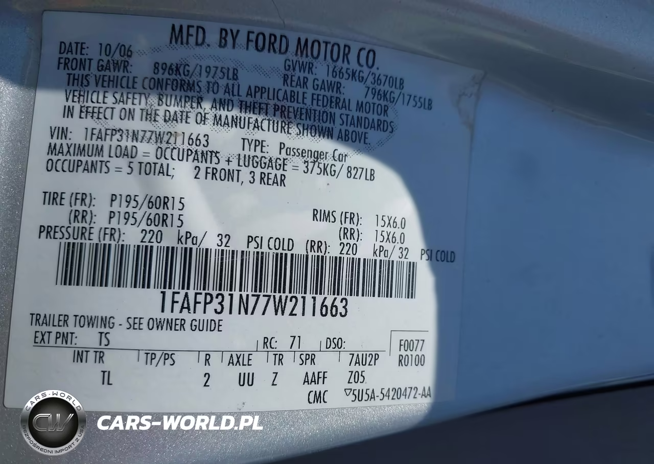 2007 Ford Focus S-Se-Ses VIN:1FAFP31N77W211663 - 9