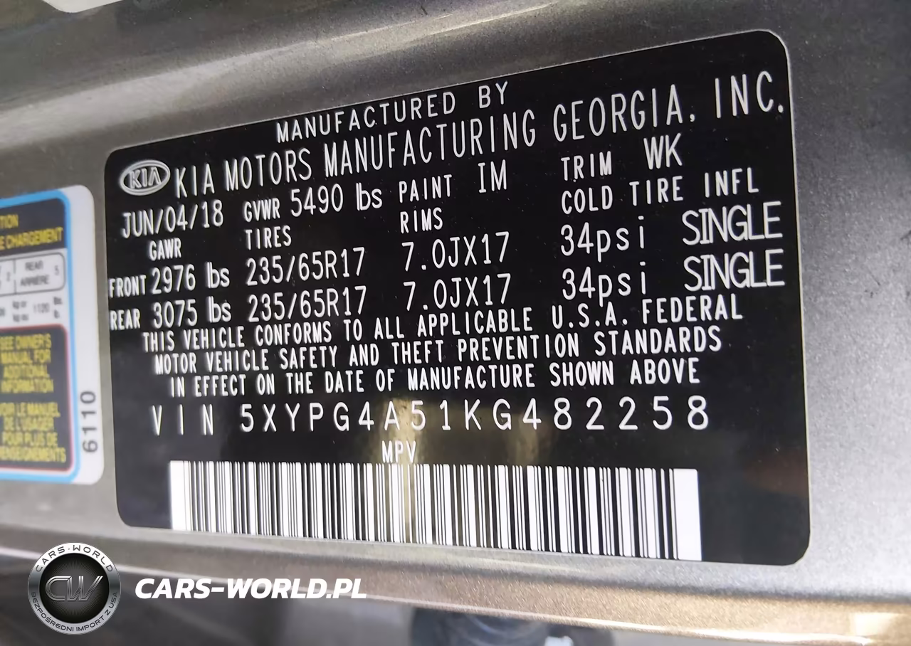 2019 Kia Sorento 3.3L Lx VIN:5XYPG4A51KG482258 - 9
