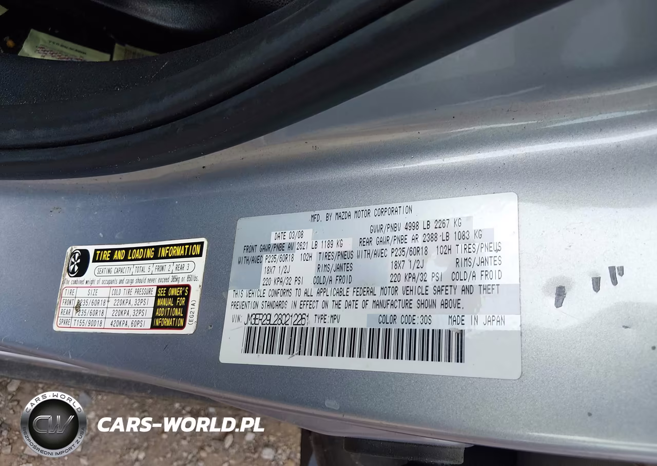 2008 Mazda Cx-7 Touring VIN:JM3ER29L280212261 - 9