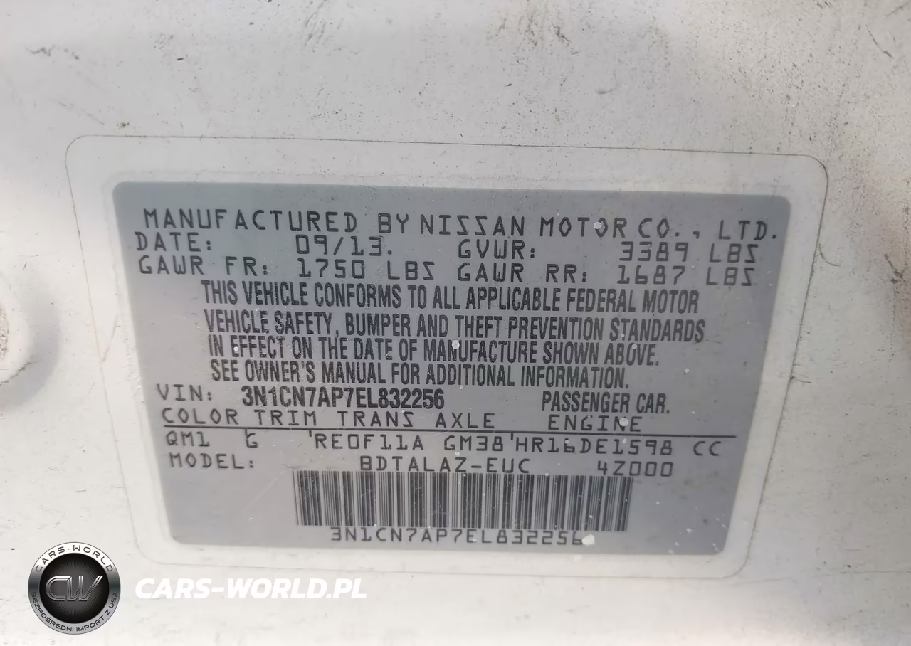 2014 Nissan Versa 1.6 S+ VIN:3N1CN7AP7EL832256 - 9