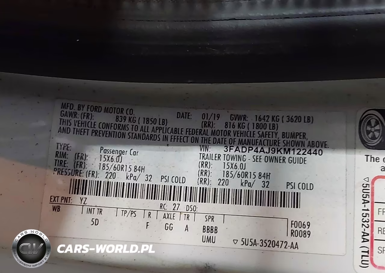 2019 Ford Fiesta S VIN:3FADP4AJ9KM122440 - 9