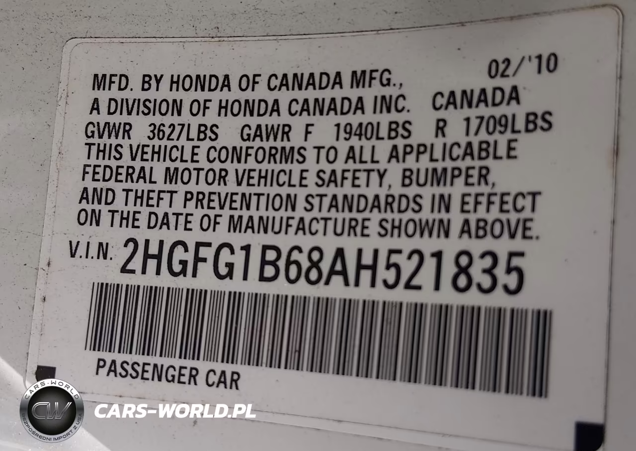 2010 Honda Civic Lx VIN:2HGFG1B68AH521835 - 9