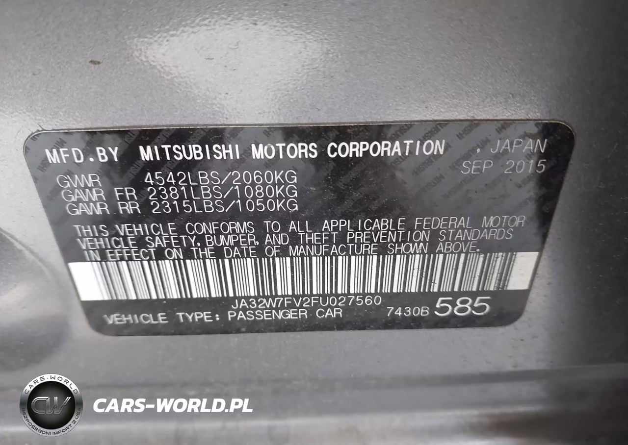 2015 Mitsubishi Lancer Evolution Final Edition VIN:JA32W7FV2FU027560 - 9