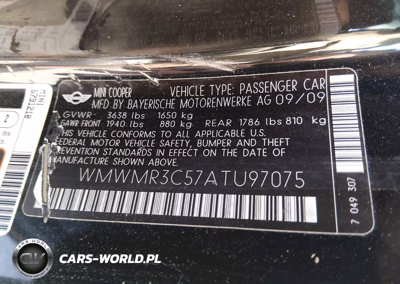 2010 Mini Cooper VIN:WMWMR3C57ATU97075 - 9
