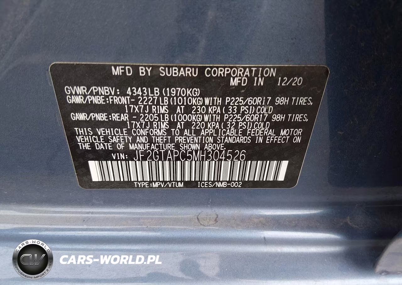 2021 Subaru Crosstrek Premium VIN:JF2GTAPC5MH304526 - 9