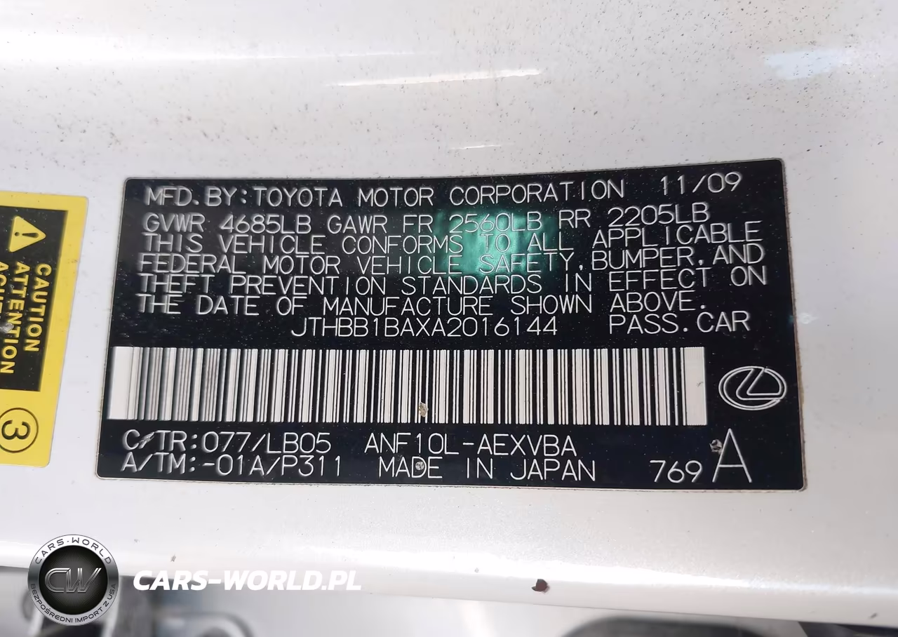 2010 Lexus Hs 250H VIN:JTHBB1BAXA2016144 - 9