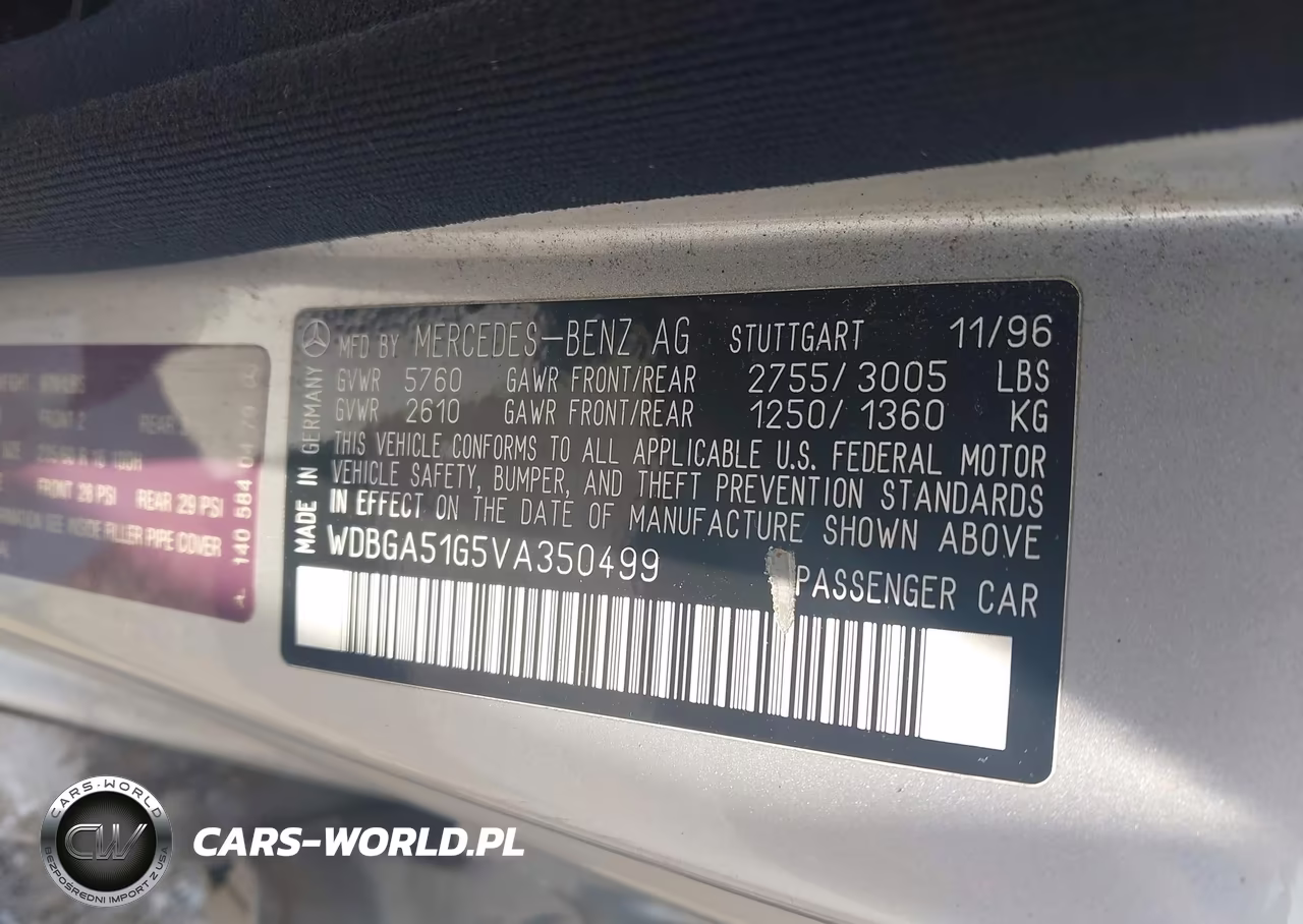 1997 Mercedes-Benz S 500 VIN:WDBGA51G5VA350499 - 9