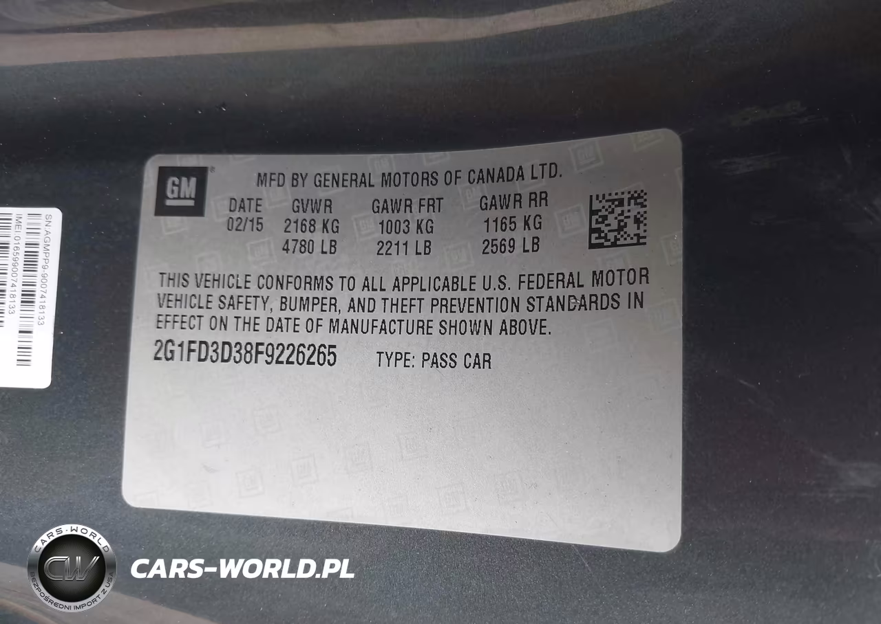 2015 Chevrolet Camaro 1Lt VIN:2G1FD3D38F9226265 - 9
