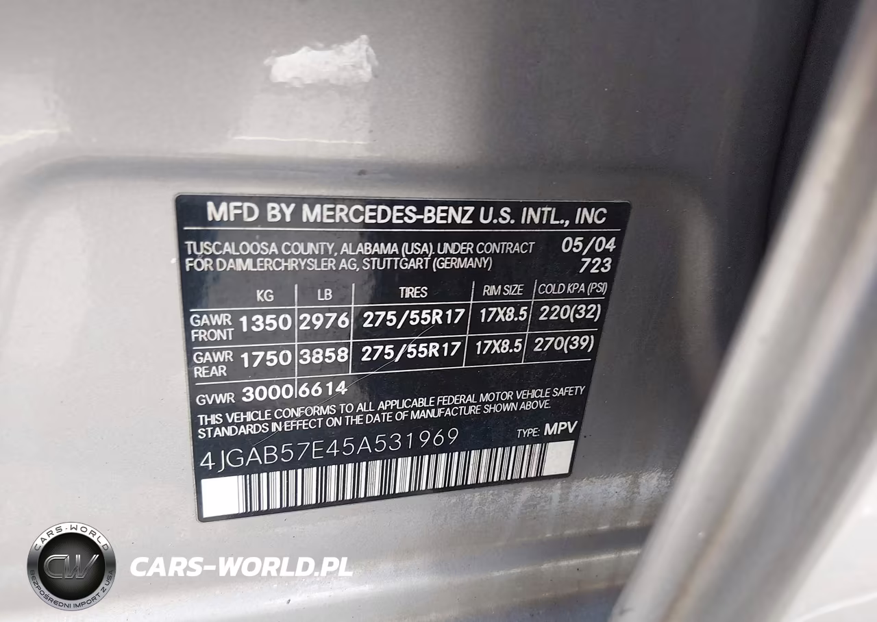2005 Mercedes-Benz Ml 350 4Matic VIN:4JGAB57E45A531969 - 9