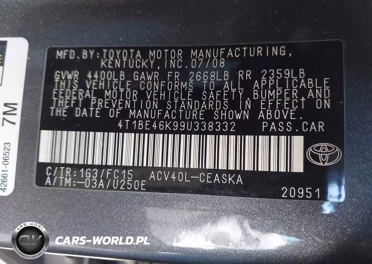 2009 Toyota Camry Se VIN:4T1BE46K99U338332 - 9