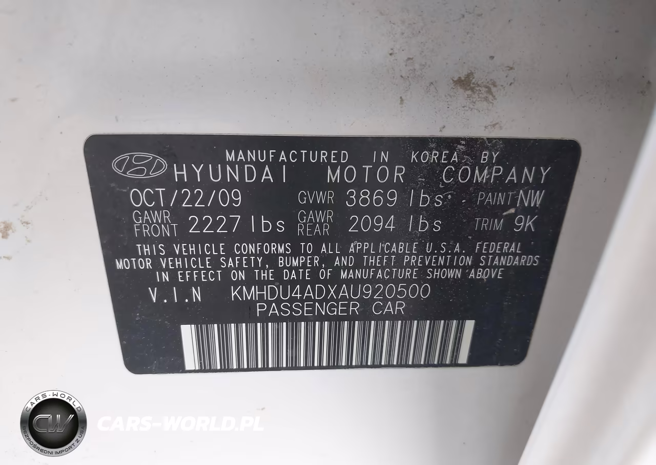 2010 Hyundai Elantra Gls VIN:KMHDU4ADXAU920500 - 9