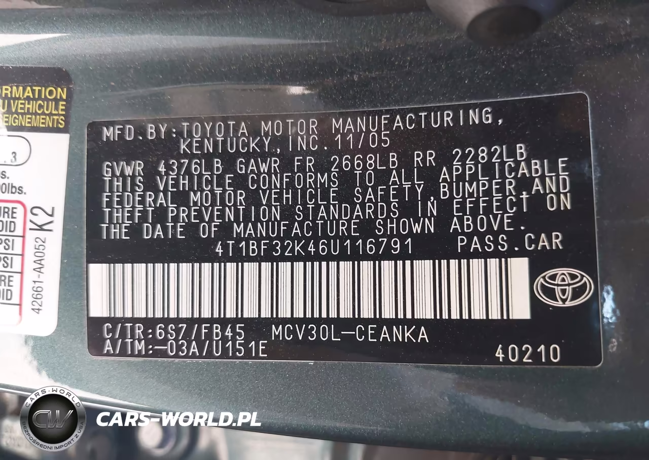 2006 Toyota Camry Le V6 VIN:4T1BF32K46U116791 - 9