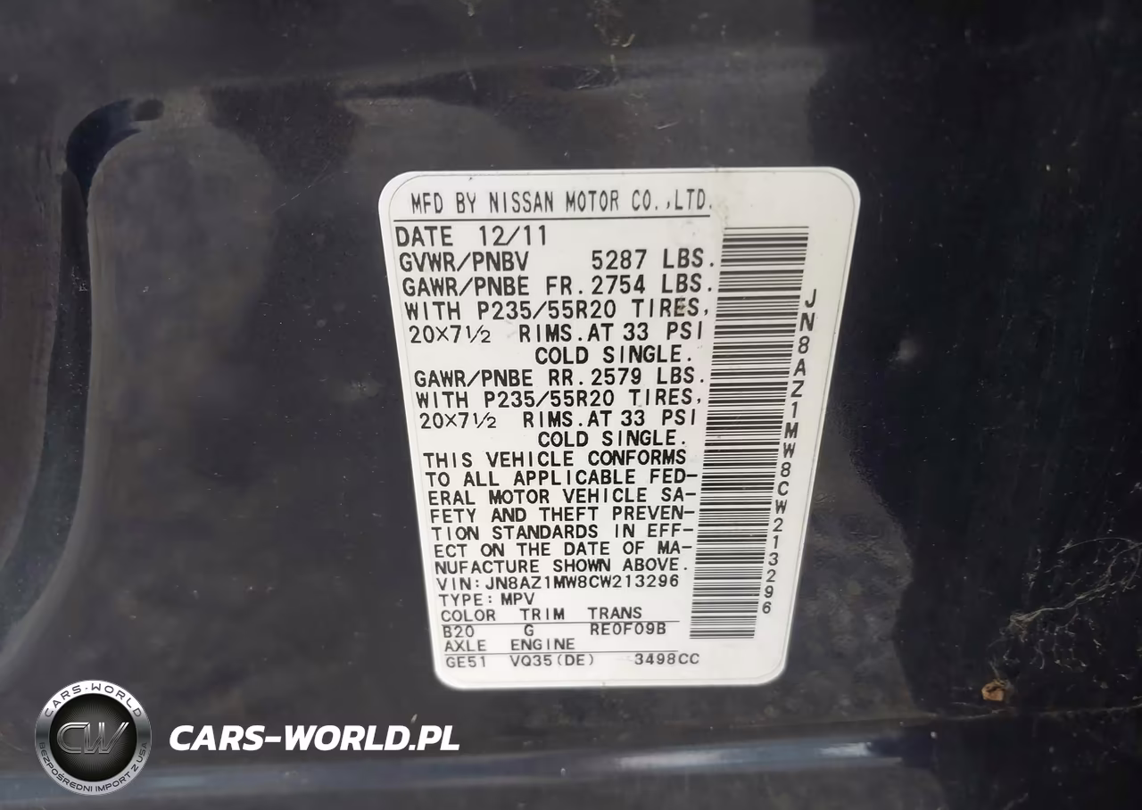 2012 Nissan Murano Le VIN:JN8AZ1MW8CW213296 - 9