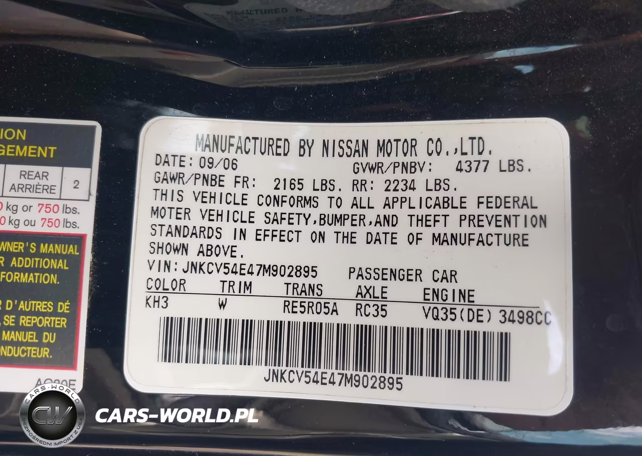 2007 Infiniti G35 VIN:JNKCV54E47M902895 - 9