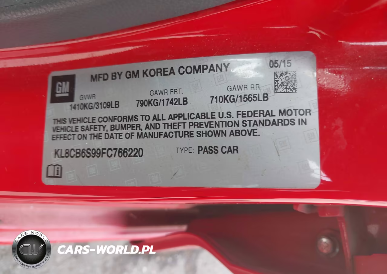 2015 Chevrolet Spark Ls Cvt VIN:KL8CB6S99FC766220 - 9