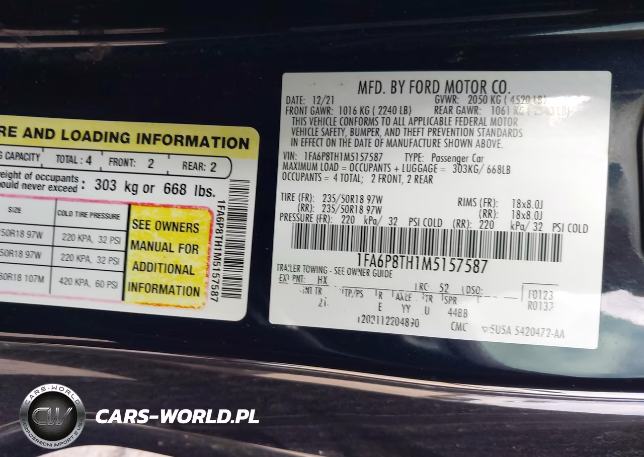 2021 Ford Mustang Ecoboost Fastback VIN:1FA6P8TH1M5157587 - 9