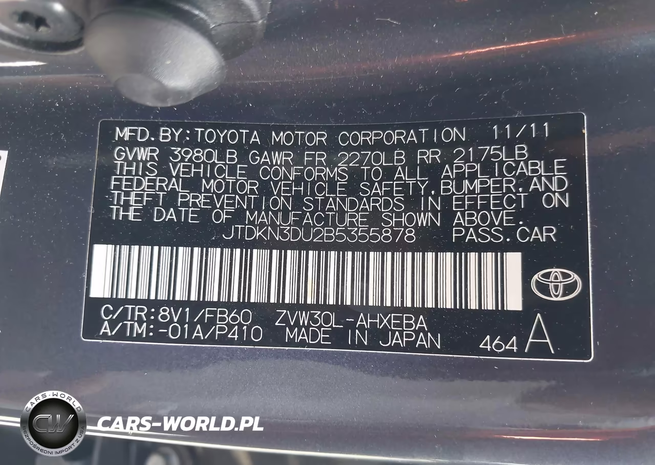 2011 Toyota Prius Two VIN:JTDKN3DU2B5355878 - 9