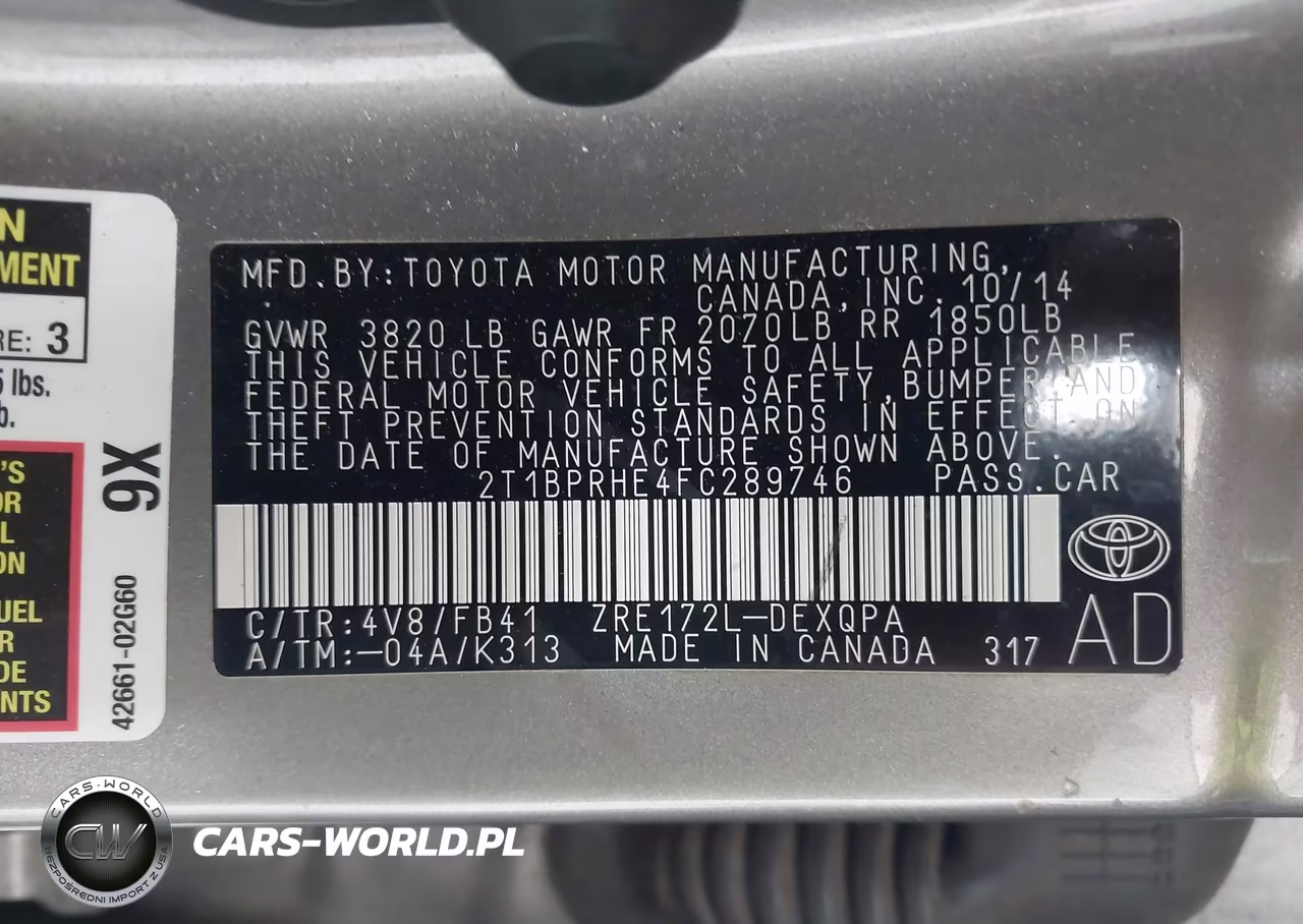 2015 Toyota Corolla Le Eco VIN:2T1BPRHE4FC289746 - 9