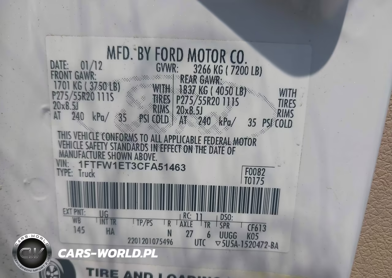 2012 Ford F-150 Lariat VIN:1FTFW1ET3CFA51463 - 9