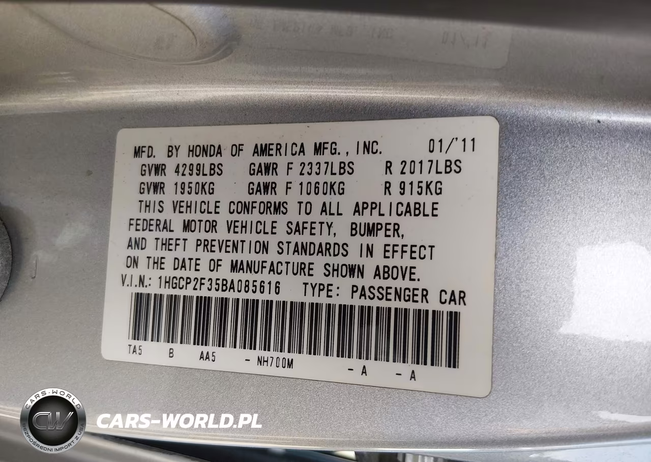 2011 Honda Accord 2.4 Lx VIN:1HGCP2F35BA085616 - 9