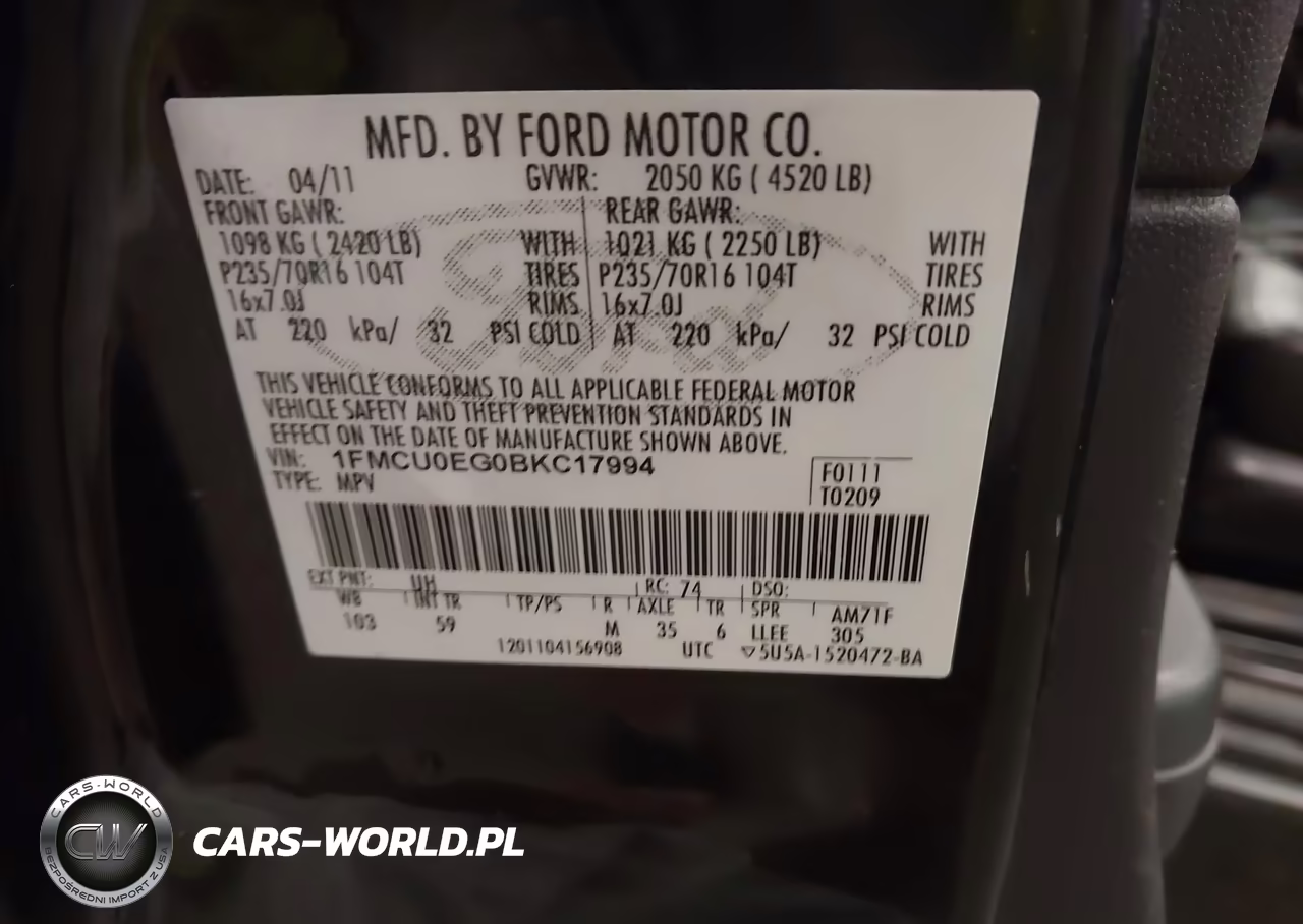 2011 Ford Escape Limited VIN:1FMCU0EG0BKC17994 - 9