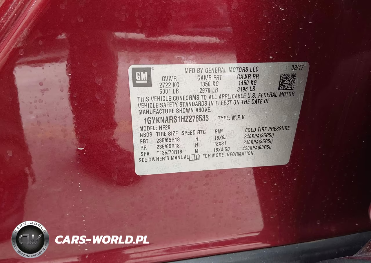 2017 Cadillac Xt5 Standard VIN:1GYKNARS1HZ276533 - 9