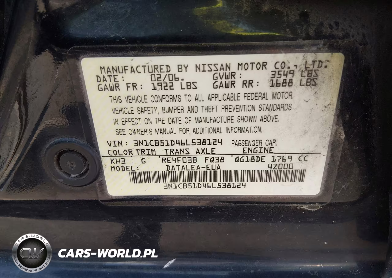 2006 Nissan Sentra 1.8S VIN:3N1CB51D46L538124 - 9