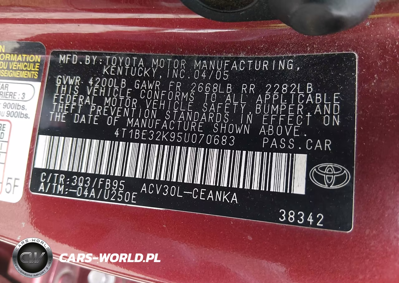 2005 Toyota Camry Le VIN:4T1BE32K95U070683 - 9