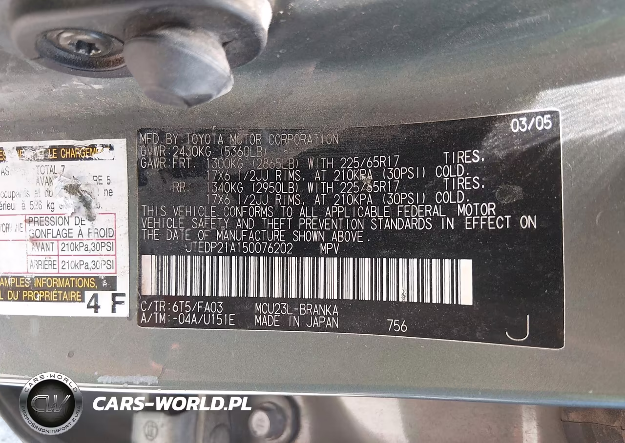 2005 Toyota Highlander Limited V6 VIN:JTEDP21A150076202 - 9