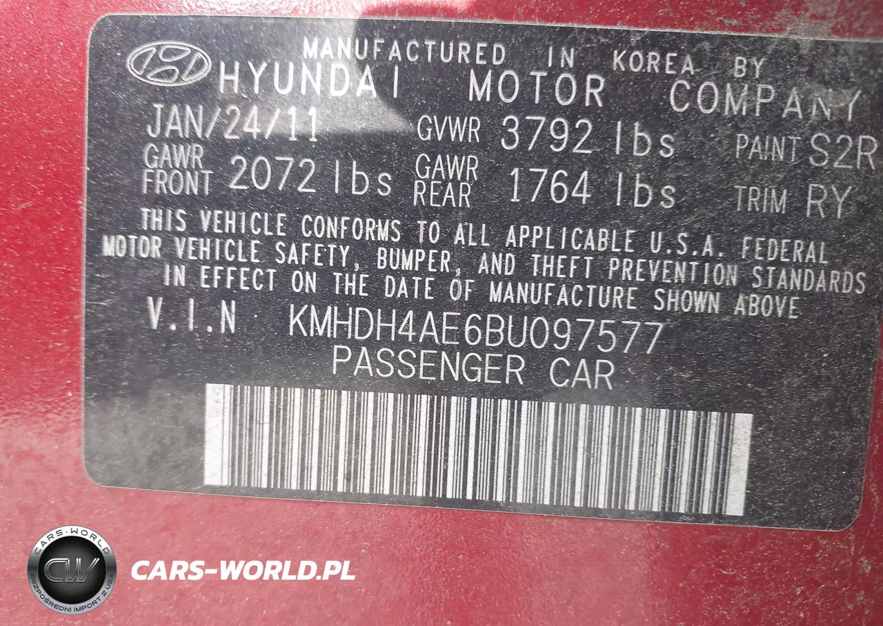 2011 Hyundai Elantra Limited (Ulsan Plant) VIN:KMHDH4AE6BU097577 - 9