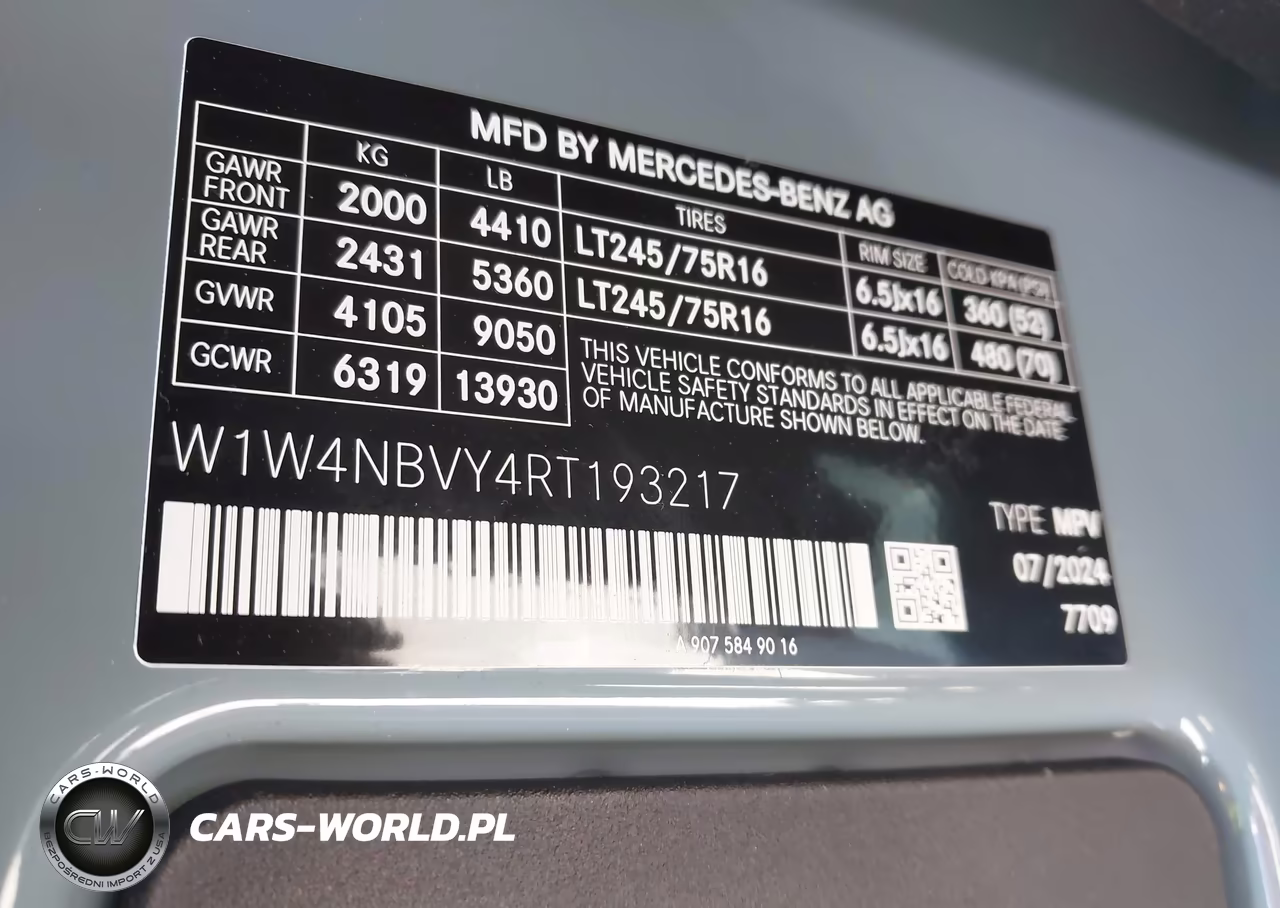 2024 Mercedes Sprinter 2500 VIN:W1W4NBVY4RT193217 - 9