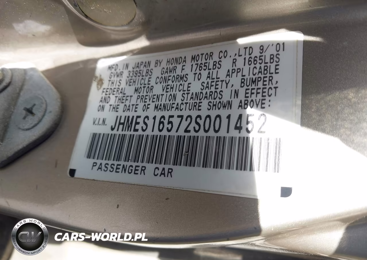2002 Honda Civic Lx VIN:JHMES16572S001452 - 9